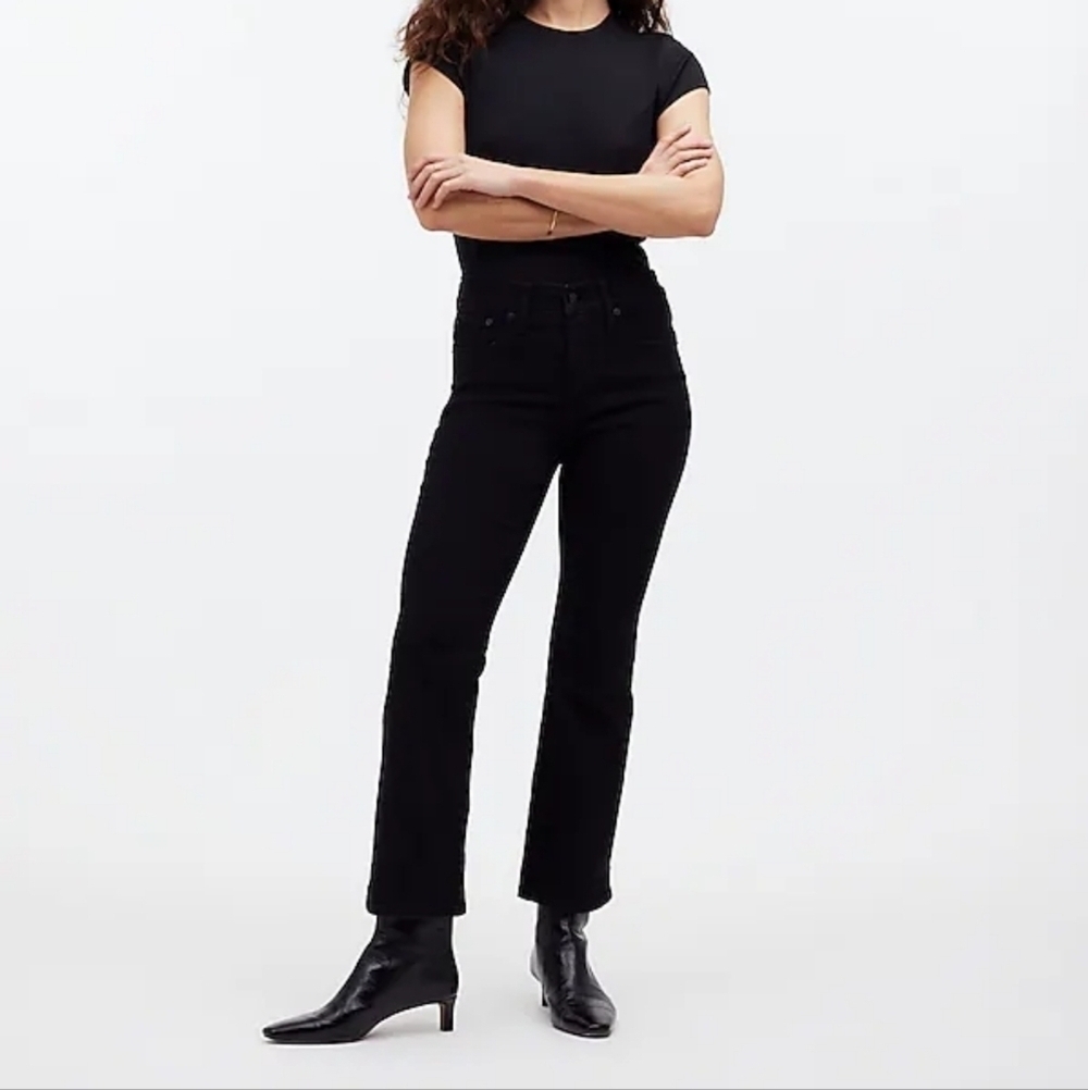 Madewell Black Rinse Wash Kick Out Crop Jeans 26